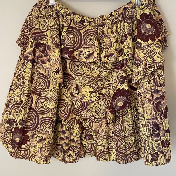 Ulla Johnson Burgundy and Yellow Patterned Skirt - Picture 7 of 10